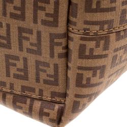 Pre Owned Fendi Brown Zucchino Coated Canvas Superstar Shopping Tote