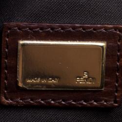 Pre Owned Fendi Brown Zucchino Canvas Shoulder Bag