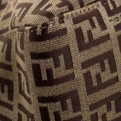 Pre Owned Fendi Brown Zucchino Canvas Shoulder Bag