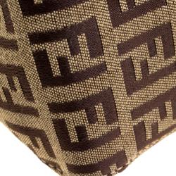 Pre Owned Fendi Brown Zucchino Canvas Shoulder Bag