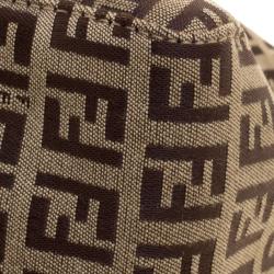 Pre Owned Fendi Brown Zucchino Canvas Shoulder Bag