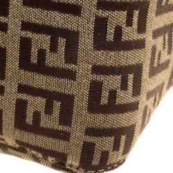 Pre Owned Fendi Brown Zucchino Canvas Shoulder Bag