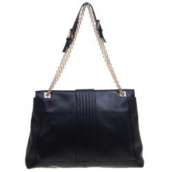 Pre Owned Fendi Black Leather Maxi Baguette Shoulder Bag