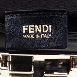 Pre Owned Fendi Black Leather Maxi Baguette Shoulder Bag