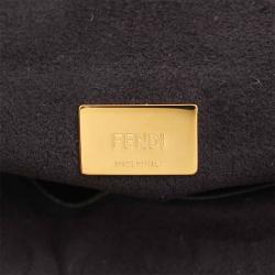 Pre Owned Fendi Black Shearling Fur Micro Peekaboo Satchel Bag