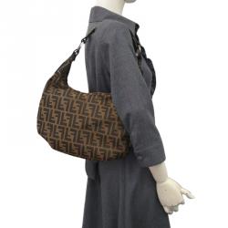 Pre Owned Fendi Tobacco Zucca Canvas Chef Hobo