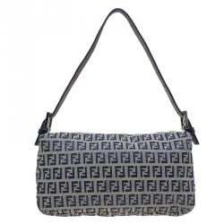 Fendi Black Zucchino Monogram Baguette