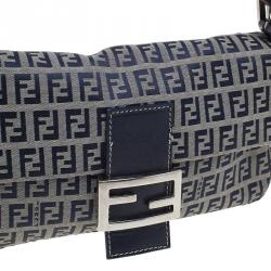 Fendi Black Zucchino Monogram Baguette