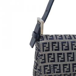 Fendi Black Zucchino Monogram Baguette