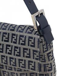 Fendi Black Zucchino Monogram Baguette