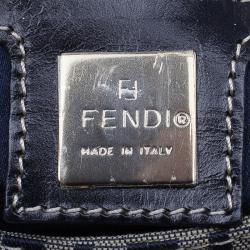 Fendi Black Zucchino Monogram Baguette