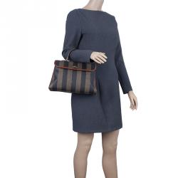 Pre Owned Fendi Striped Pequin Small Tote Bag