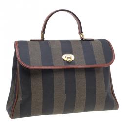 Pre Owned Fendi Striped Pequin Small Tote Bag