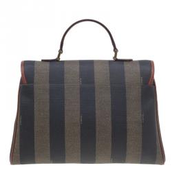 Pre Owned Fendi Striped Pequin Small Tote Bag