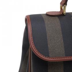 Pre Owned Fendi Striped Pequin Small Tote Bag