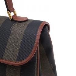 Pre Owned Fendi Striped Pequin Small Tote Bag