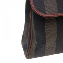 Pre Owned Fendi Striped Pequin Small Tote Bag