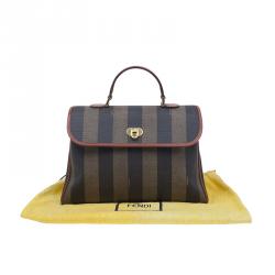 Pre Owned Fendi Striped Pequin Small Tote Bag