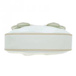 Pre Owned Fendi White Leather Patent Trim B Shoulder Bag