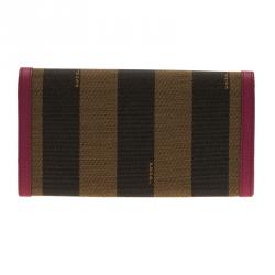Pre Owned Fendi Burgundy Pequin Continental Wallet