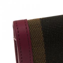 Pre Owned Fendi Burgundy Pequin Continental Wallet