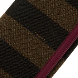 Pre Owned Fendi Burgundy Pequin Continental Wallet