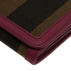Pre Owned Fendi Burgundy Pequin Continental Wallet
