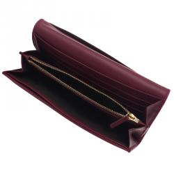 Pre Owned Fendi Burgundy Pequin Continental Wallet
