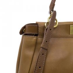 Pre Owned Fendi Tan Leather Small Peekaboo Tote