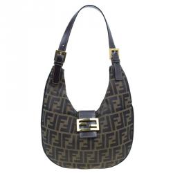 Pre Owned Fendi Brown Zucca Hobo Shoulder Bag