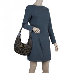Pre Owned Fendi Brown Zucca Hobo Shoulder Bag