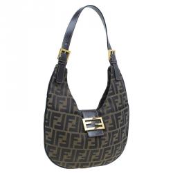 Pre Owned Fendi Brown Zucca Hobo Shoulder Bag