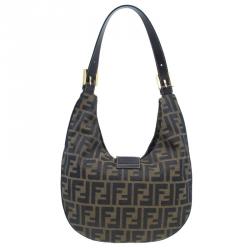 Pre Owned Fendi Brown Zucca Hobo Shoulder Bag