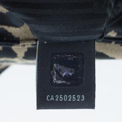 Pre Owned Fendi Black Canvas Animal Print Jacquard New Forever Flap Shoulder Bag