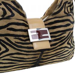 Pre Owned Fendi Zebra Pony Hair Hobo Shoulder Bag