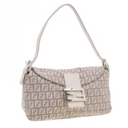 Fendi Pink  Zucchino Canvas Flap Baguette Bag 