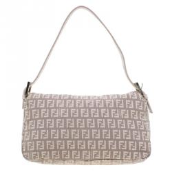 Fendi Pink  Zucchino Canvas Flap Baguette Bag 