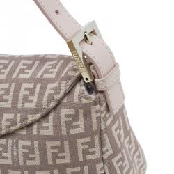 Fendi Pink  Zucchino Canvas Flap Baguette Bag 