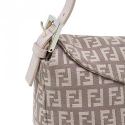 Fendi Pink  Zucchino Canvas Flap Baguette Bag 