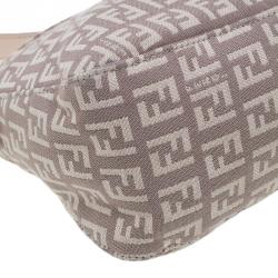 Fendi Pink  Zucchino Canvas Flap Baguette Bag 