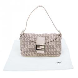Fendi Pink  Zucchino Canvas Flap Baguette Bag 