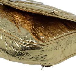 Pre Owned Fendi Gold Foil Mia Evening Bag