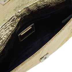 Pre Owned Fendi Gold Foil Mia Evening Bag