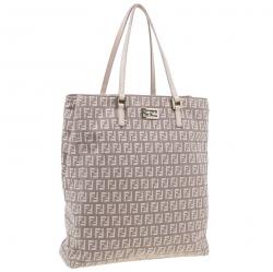 Pre Owned Fendi Pink Zucchino Canvas and Leather Tote Bag