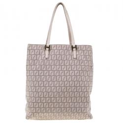 Pre Owned Fendi Pink Zucchino Canvas and Leather Tote Bag