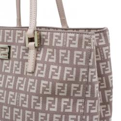Pre Owned Fendi Pink Zucchino Canvas and Leather Tote Bag