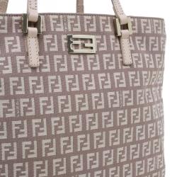 Pre Owned Fendi Pink Zucchino Canvas and Leather Tote Bag