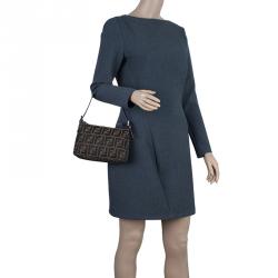 Pre Owned Fendi Brown Zucca Small Shoulder Bag