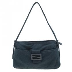 Fendi Grey Felt Baguette Shoulder Bag