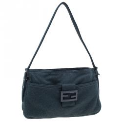 Fendi Grey Felt Baguette Shoulder Bag